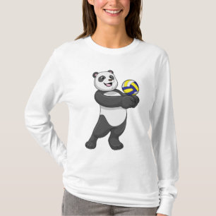 T-shirt Panda comme joueur de volleyball avec volleyball