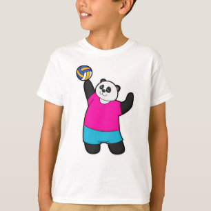 T-shirt Panda comme joueur de volleyball avec volleyball