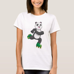 T-shirt Panda comme Patinage en ligne avec Roller skates