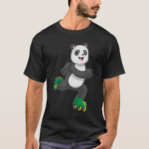 T-shirt Panda comme Patinage en ligne avec Roller skates