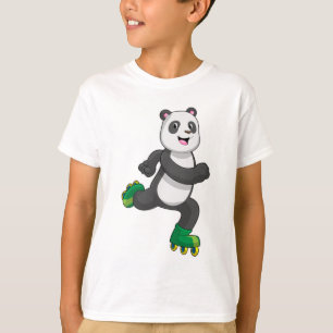 T-shirt Panda comme Patinage en ligne avec Roller skates