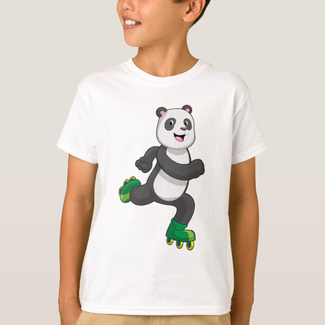 T-shirt Panda comme Patinage en ligne avec Roller skates (Devant)