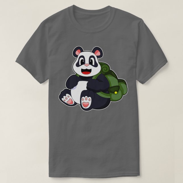 T-shirt Panda comme randonneur avec sac à dos (Design devant)