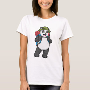 T-shirt Panda comme randonneur avec sac à dos