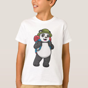 T-shirt Panda comme randonneur avec sac à dos
