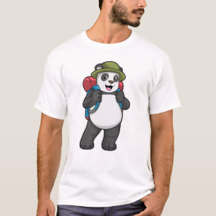 T-shirt Panda comme randonneur avec sac à dos