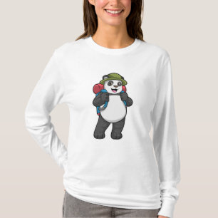 T-shirt Panda comme randonneur avec sac à dos