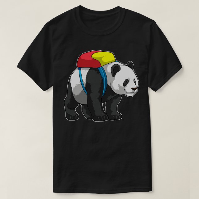 T-shirt Panda comme randonneur avec sac à dos 3 (Design devant)