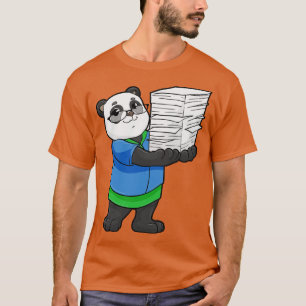 T-shirt Panda comme secrétaire avec lunettes et pile de pa