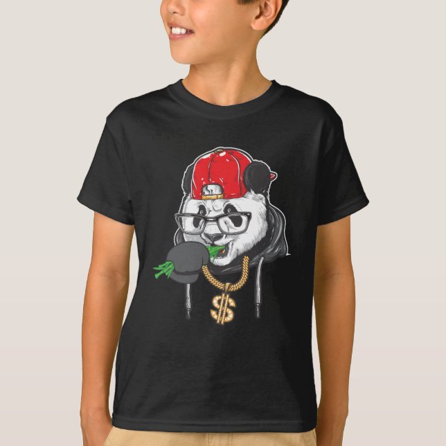 T-shirt Panda cool Dans Les Lunettes De Soleil Mangeant Du (Devant)