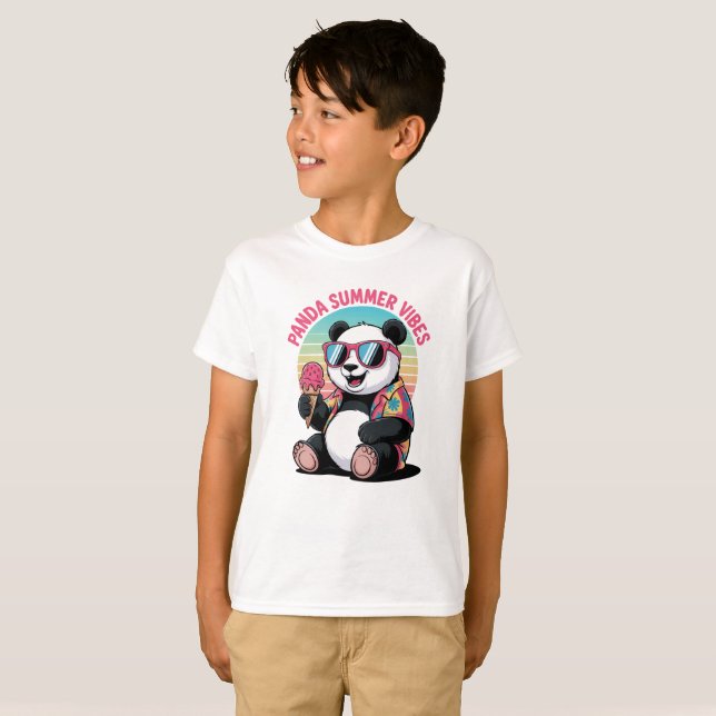 T-shirt  Panda Cool Été Glace Enfant (Devant entier)
