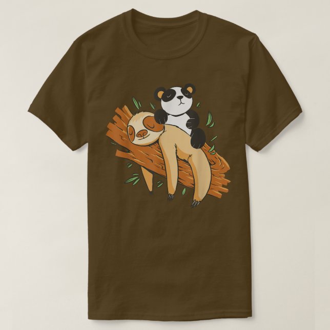 T-shirt Panda couché couchant animaux drôle (Design devant)