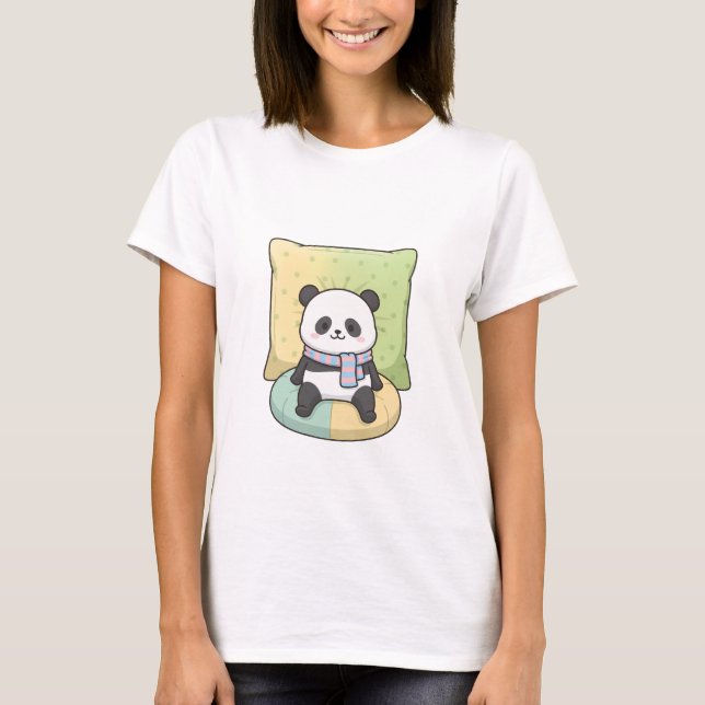 T-shirt Panda Cozy avec Écharpe (Devant)