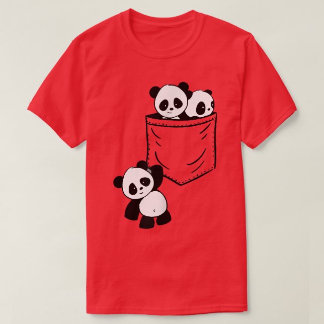 T-shirt Panda Cub Bébé Cute À L'Intérieur De Poche Hangé A (Design devant)