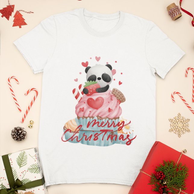 T-shirt Panda & Cupcake rose | Femmes de Noël personnalisé (Créateur téléchargé)