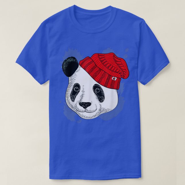 T-shirt Panda dans un Casquette rouge cinglé - Panda drôle (Design devant)