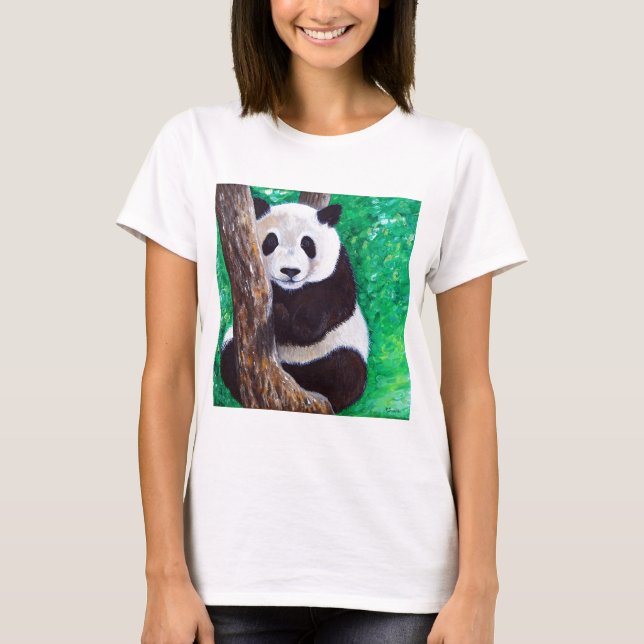 T-shirt Panda dans une peinture d'arbre (Devant)