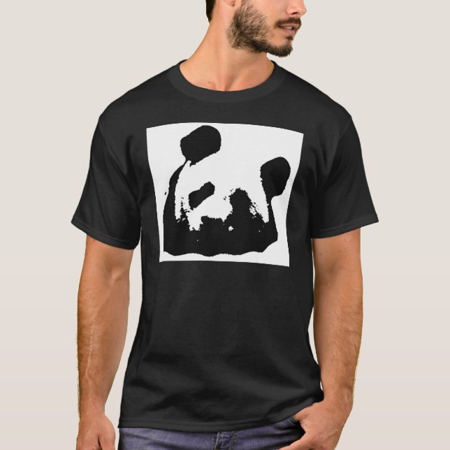T-shirt Panda d'art noir blanc (Devant)