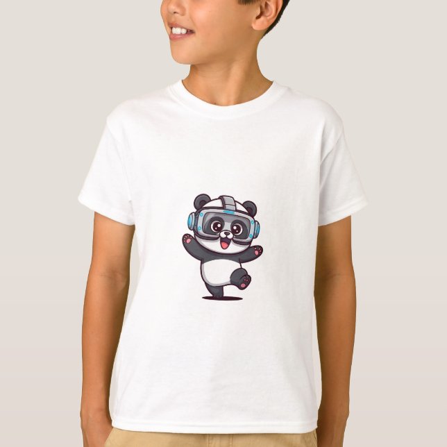 T-shirt Panda de jeu VR Enfants de réalité virtuelle (Devant)