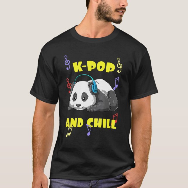 T-shirt Panda de musique K-Pop mignon (Devant)