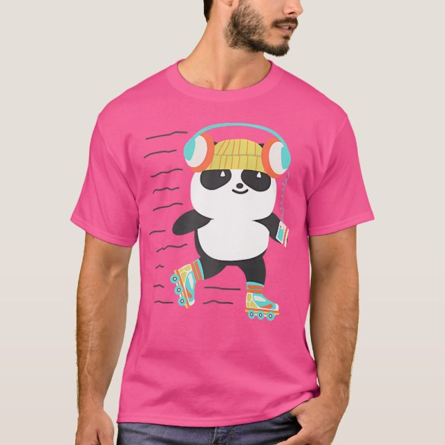 T-shirt Panda de Roller Derby en patins à roulettes (Devant)
