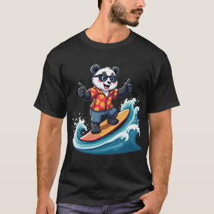 T-shirt Panda de surf en style tropical - Amusant et relax