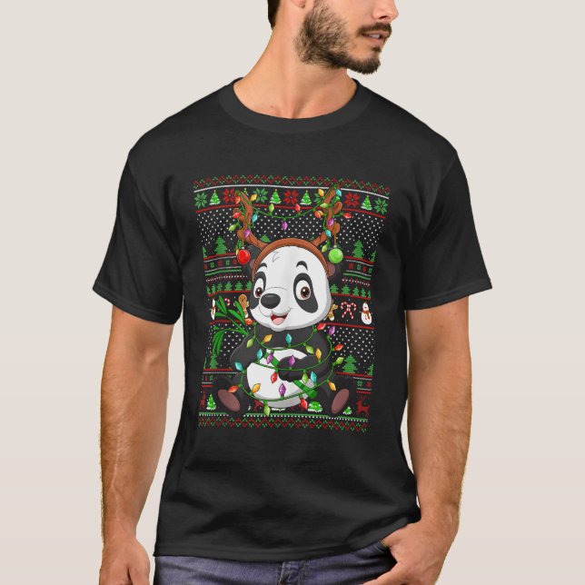 T-shirt Panda d'éclairage de style laid (Devant)