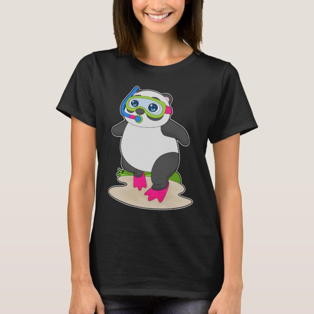 T-shirt Panda Diver Snorkel Diving (Devant)