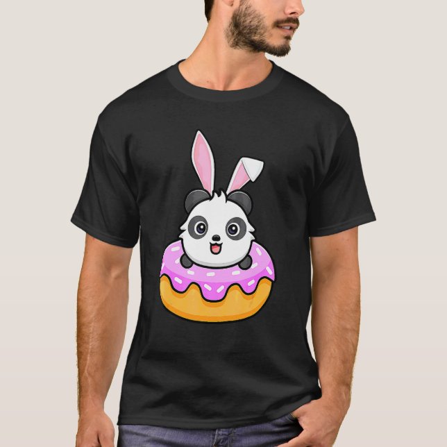 T-shirt Panda Donut Easter Day Rabbit Bunny Ears 2 (Devant)