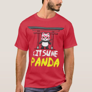 T-shirt Panda d'Otaku portant un Masque Kitsune traditionn