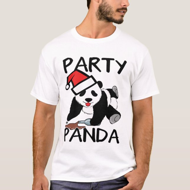 T-shirt Panda drôle de partie de Noël (Devant)