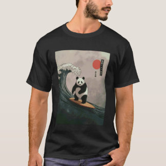 T-shirt Panda drôle de surf dicton vague japonaise mème Hu