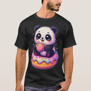 T-shirt Panda Drôle Donut Café Kawaii Animal Mignon Café f