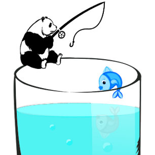 T-shirt Panda Drôle Pêchant Dans Un Verre D'Eau