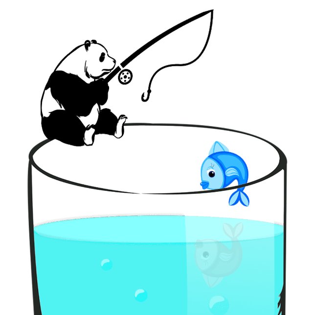 T-shirt Panda Drôle Pêcher Dans Un Verre D'Eau (Créateur téléchargé)