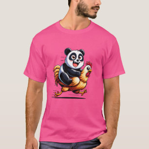T-shirt Panda drôle Poulet Coq Amoureux des Animaux Hommes