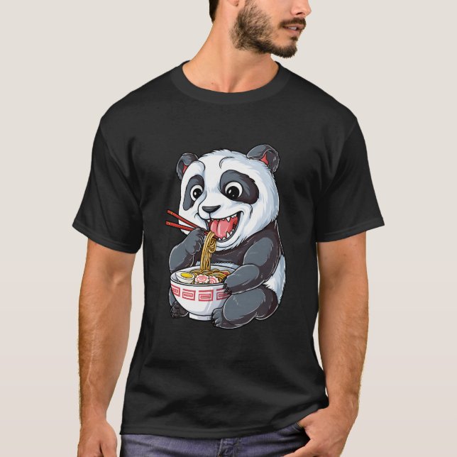 T-shirt Panda Eating Ra Kawaii Giant Japanese Noodle (Devant)