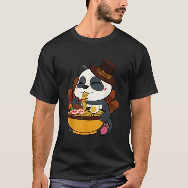 T-shirt Panda Eating Ra Thanksgiving Day Japanese Food Fal (Devant)