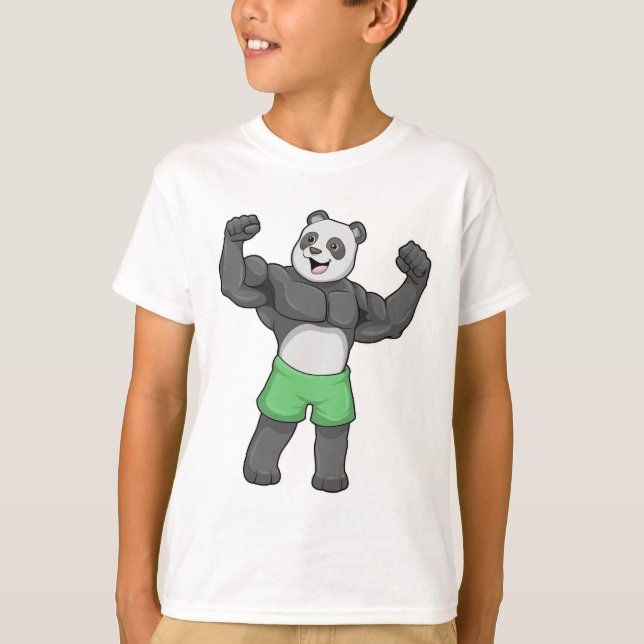 T-shirt Panda en Bodybuilder au Bodybuilding (Devant)