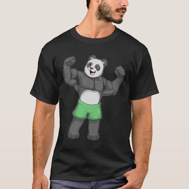 T-shirt Panda en Bodybuilder au Bodybuilding (Devant)