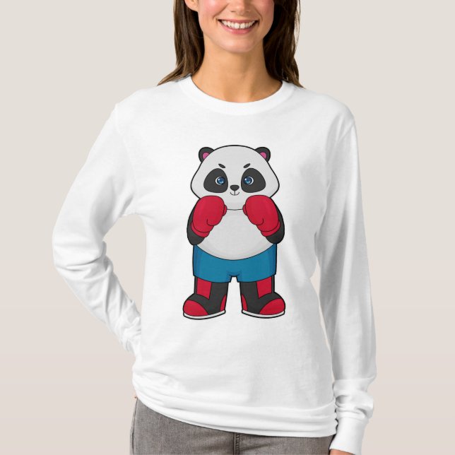 T-shirt Panda en boîte avec gants de boxe (Devant)