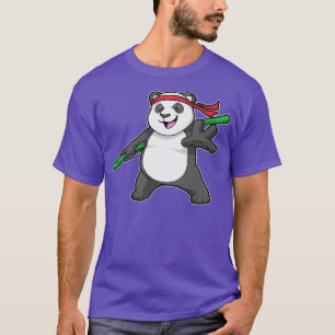 T-shirt Panda en guerrier avec lance en bambou