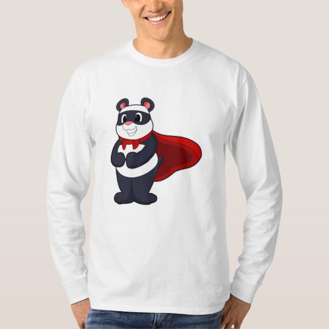 T-shirt Panda en héros avec Masque et Cap (Devant)