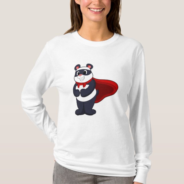 T-shirt Panda en héros avec Masque et Cap (Devant)