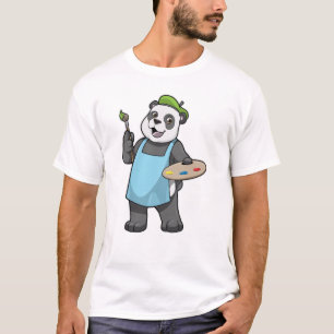 T-shirt Panda en peintre avec pinceau et couleur
