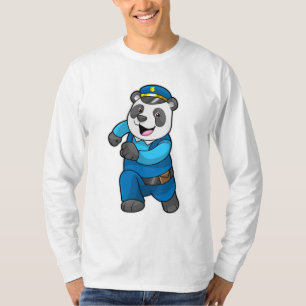 T-shirt Panda en tant qu'officier de police avec casquette