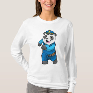 T-shirt Panda en tant qu'officier de police avec casquette