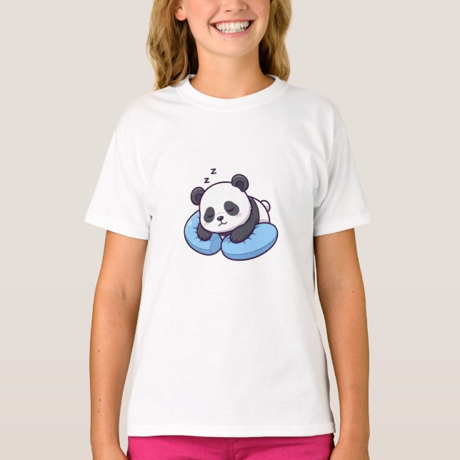 T-shirt Panda Endormi Coussin de Sieste Enfants (Devant)