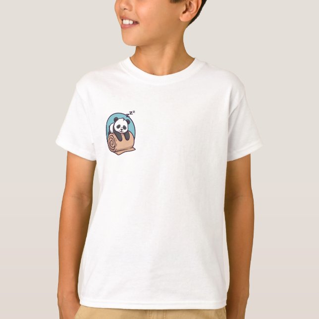T-shirt Panda Enfants Matelas Roulé Endormi (Devant)