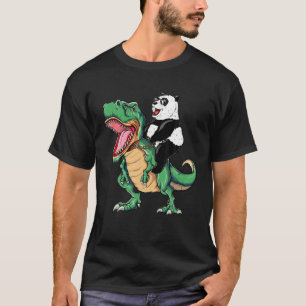 T-shirt Panda équitation Dinosaur T Rex Funny Panda Tyrann